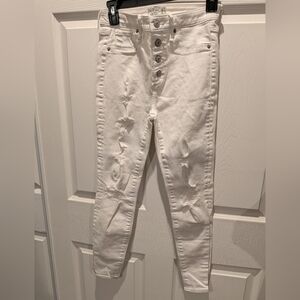 Abercrombie & Fitch    Simone High Rise Women's White Distressed Skinny Jeans